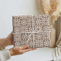 Beige Palaka Quilt Hawaii Wrapping Paper Hawaiian Tropical Monstera Sea Turtle LT14 - Polynesian Pride