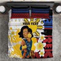 Personalised Philippines Women's Day Bedding Set Filipino Golden Sun With Polynesian Pattern