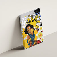 Personalised Philippines Women's Day Canvas Wall Art Filipino Golden Sun With Polynesian Pattern