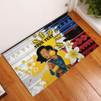 Personalised Philippines Women's Day Rubber Doormat Filipino Golden Sun With Polynesian Pattern