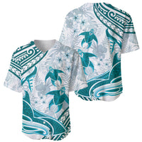 Cyan Polynesia Baseball Jersey Polynesian Turtle Shark Tattoo Tropical Vintage LT14 - Polynesian Pride