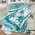 Cyan Polynesia Blanket Polynesian Turtle Shark Tattoo Tropical Vintage