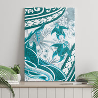 Cyan Polynesia Canvas Wall Art Polynesian Turtle Shark Tattoo Tropical Vintage LT14 - Polynesian Pride