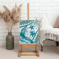 Cyan Polynesia Canvas Wall Art Polynesian Turtle Shark Tattoo Tropical Vintage LT14 - Polynesian Pride