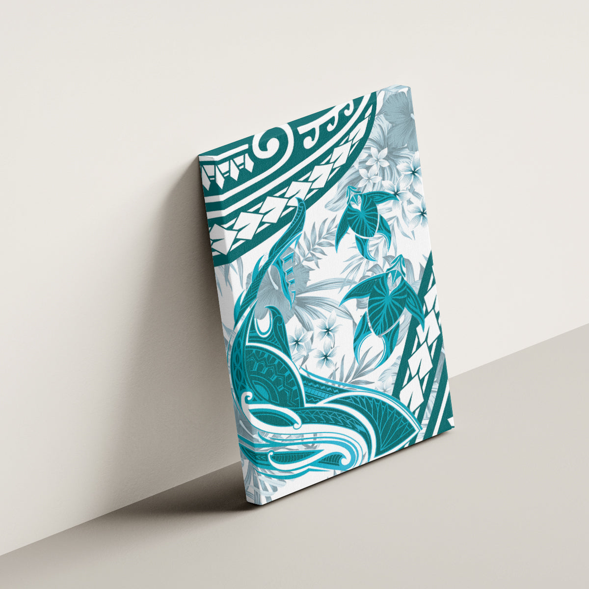 Cyan Polynesia Canvas Wall Art Polynesian Turtle Shark Tattoo Tropical Vintage LT14 - Polynesian Pride