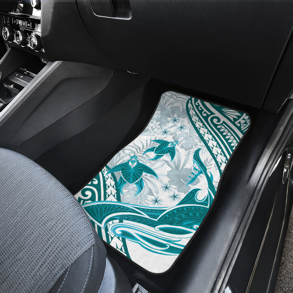 Cyan Polynesia Car Mats Polynesian Turtle Shark Tattoo Tropical Vintage LT14 - Polynesian Pride