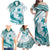 Cyan Polynesia Family Matching Off Shoulder Maxi Dress and Hawaiian Shirt Polynesian Turtle Shark Tattoo Tropical Vintage LT14 - Polynesian Pride