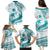 Cyan Polynesia Family Matching Puletasi and Hawaiian Shirt Polynesian Turtle Shark Tattoo Tropical Vintage LT14 - Polynesian Pride