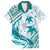 Cyan Polynesia Family Matching Puletasi and Hawaiian Shirt Polynesian Turtle Shark Tattoo Tropical Vintage LT14 Dad's Shirt - Short Sleeve Cyan - Polynesian Pride