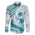 Cyan Polynesia Family Matching Puletasi and Hawaiian Shirt Polynesian Turtle Shark Tattoo Tropical Vintage LT14 Dad's Shirt - Long Sleeve Cyan - Polynesian Pride