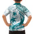 Cyan Polynesia Family Matching Short Sleeve Bodycon Dress and Hawaiian Shirt Polynesian Turtle Shark Tattoo Tropical Vintage LT14 - Polynesian Pride