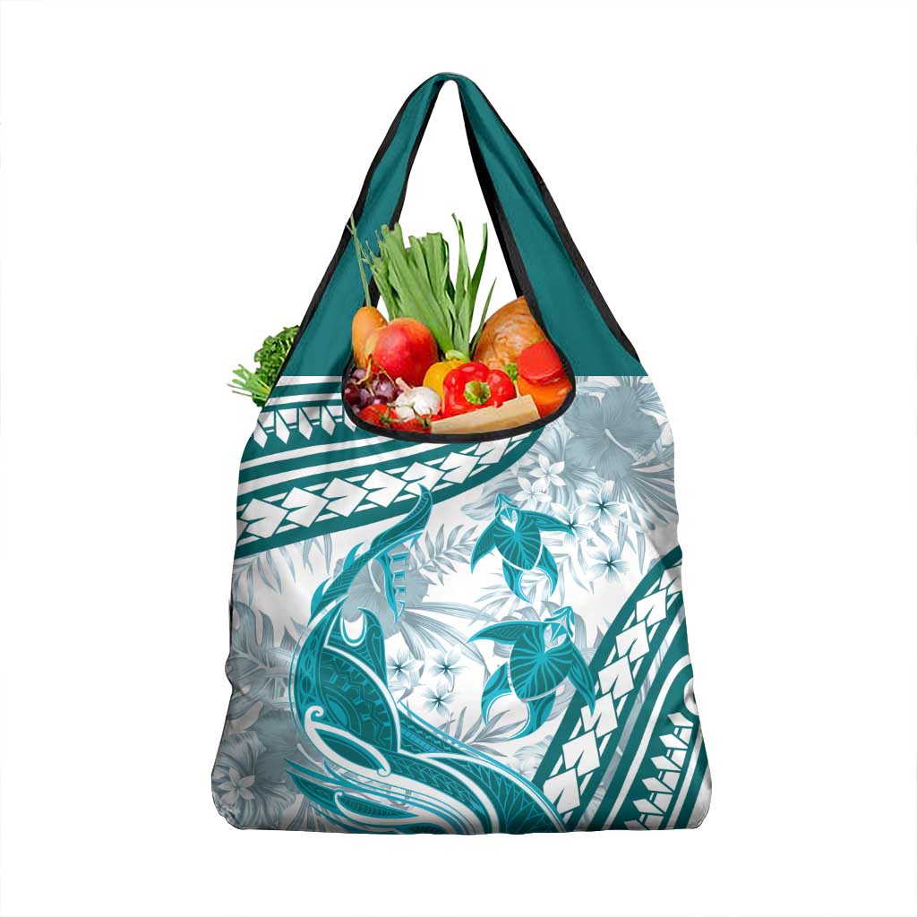 Cyan Polynesia Grocery Bag Polynesian Turtle Shark Tattoo Tropical Vintage LT14 1-pack One Size Cyan - Polynesian Pride