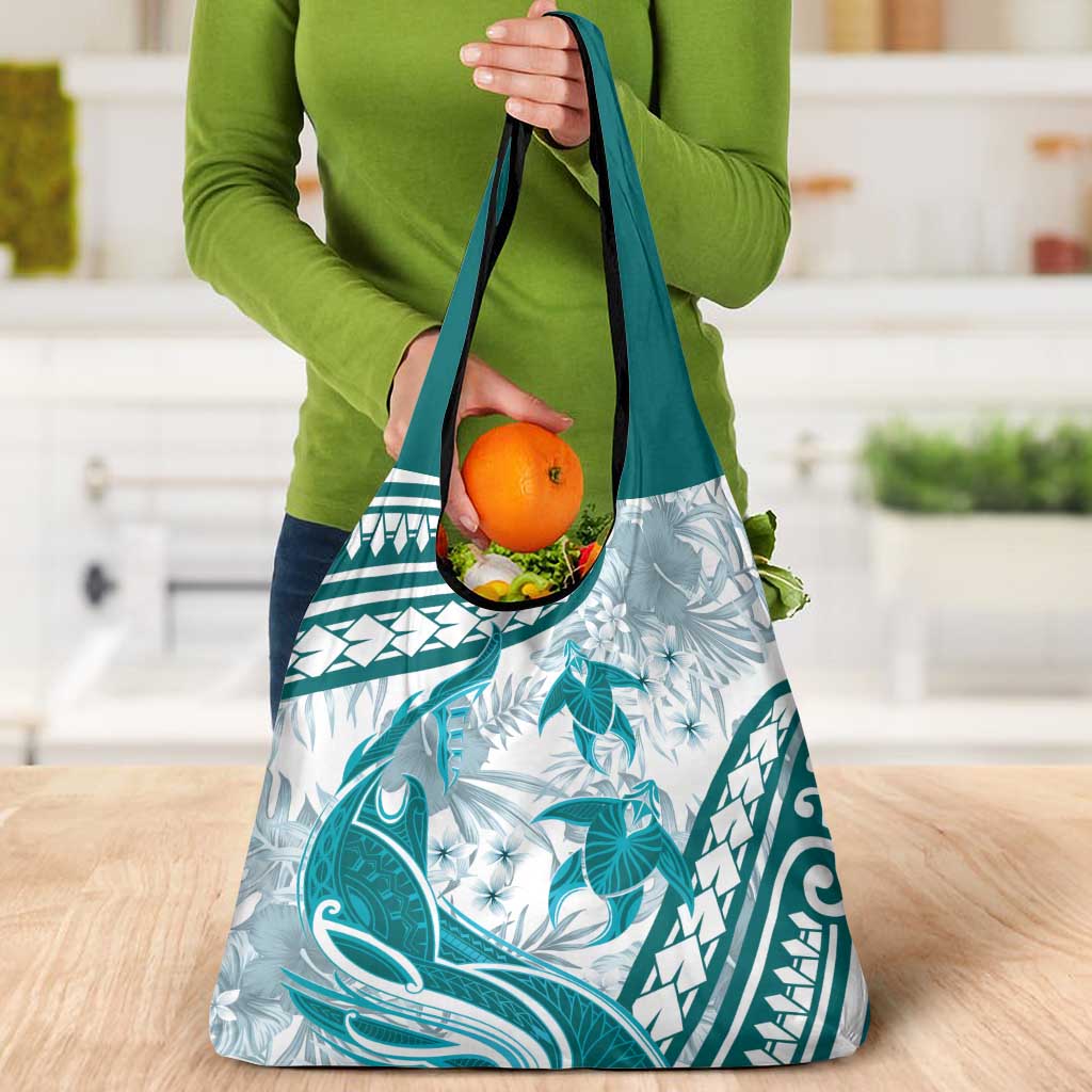 Cyan Polynesia Grocery Bag Polynesian Turtle Shark Tattoo Tropical Vintage LT14 - Polynesian Pride