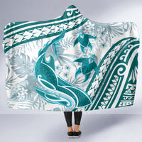 Cyan Polynesia Hooded Blanket Polynesian Turtle Shark Tattoo Tropical Vintage LT14 - Polynesian Pride