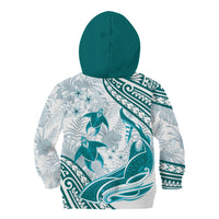 Cyan Polynesia Kid Hoodie Polynesian Turtle Shark Tattoo Tropical Vintage LT14 - Polynesian Pride