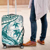 Cyan Polynesia Luggage Cover Polynesian Turtle Shark Tattoo Tropical Vintage