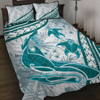 Cyan Polynesia Quilt Bed Set Polynesian Turtle Shark Tattoo Tropical Vintage LT14 Cyan - Polynesian Pride