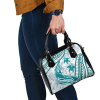 Cyan Polynesia Shoulder Handbag Polynesian Turtle Shark Tattoo Tropical Vintage