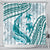 Cyan Polynesia Shower Curtain Polynesian Turtle Shark Tattoo Tropical Vintage