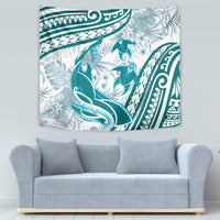 Cyan Polynesia Tapestry Polynesian Turtle Shark Tattoo Tropical Vintage LT14 - Polynesian Pride