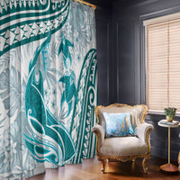 Cyan Polynesia Window Curtain Polynesian Turtle Shark Tattoo Tropical Vintage LT14 - Polynesian Pride