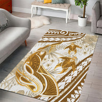Gold Polynesia Area Rug Polynesian Turtle Shark Tattoo Tropical Vintage