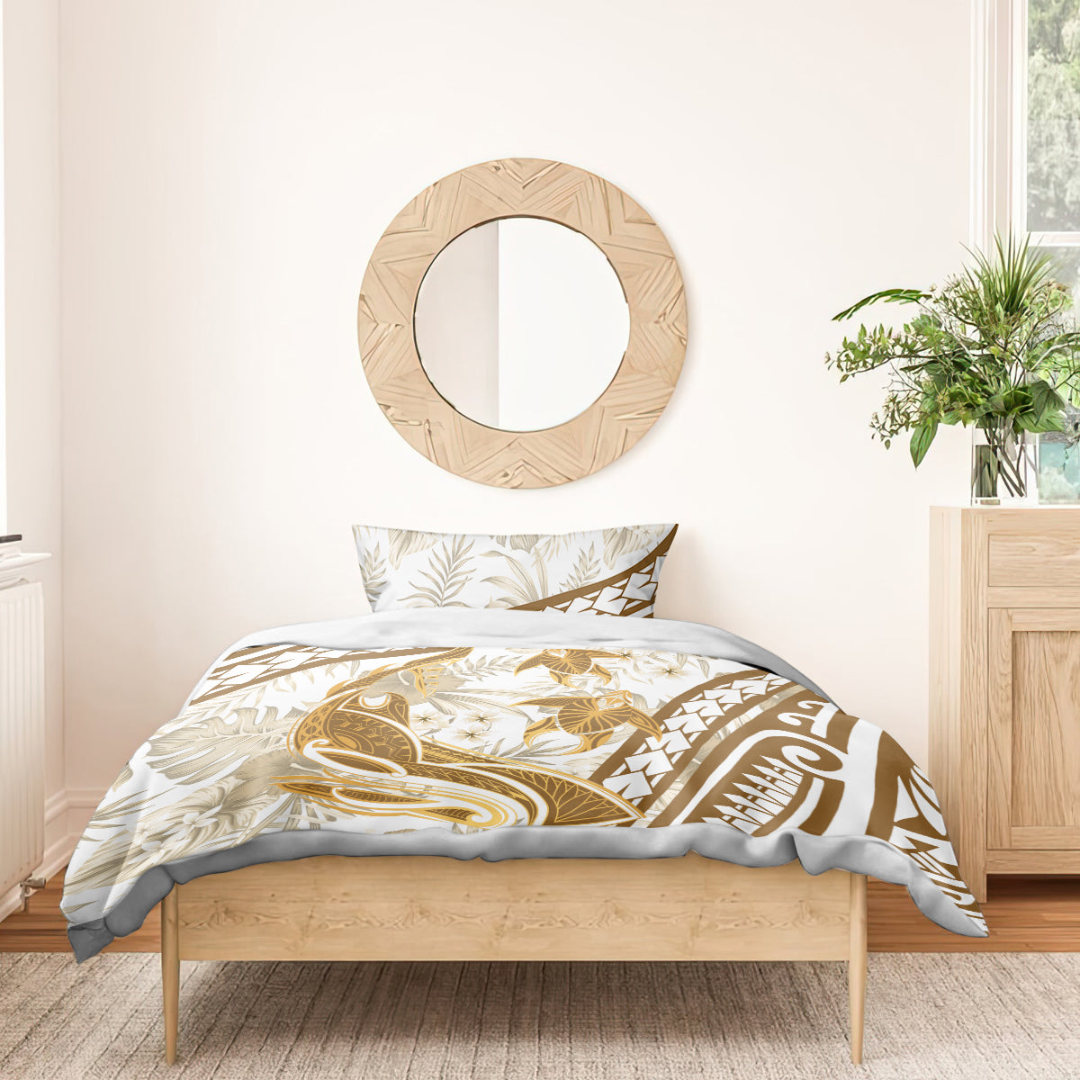 Gold Polynesia Bedding Set Polynesian Turtle Shark Tattoo Tropical Vintage LT14 - Polynesian Pride