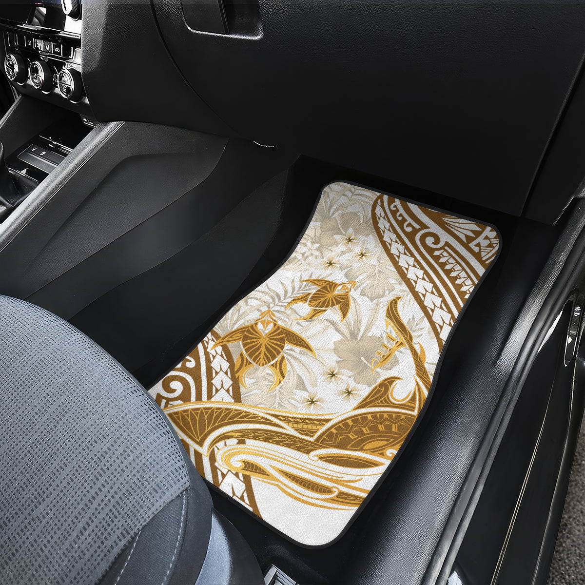 Gold Polynesia Car Mats Polynesian Turtle Shark Tattoo Tropical Vintage LT14 - Polynesian Pride