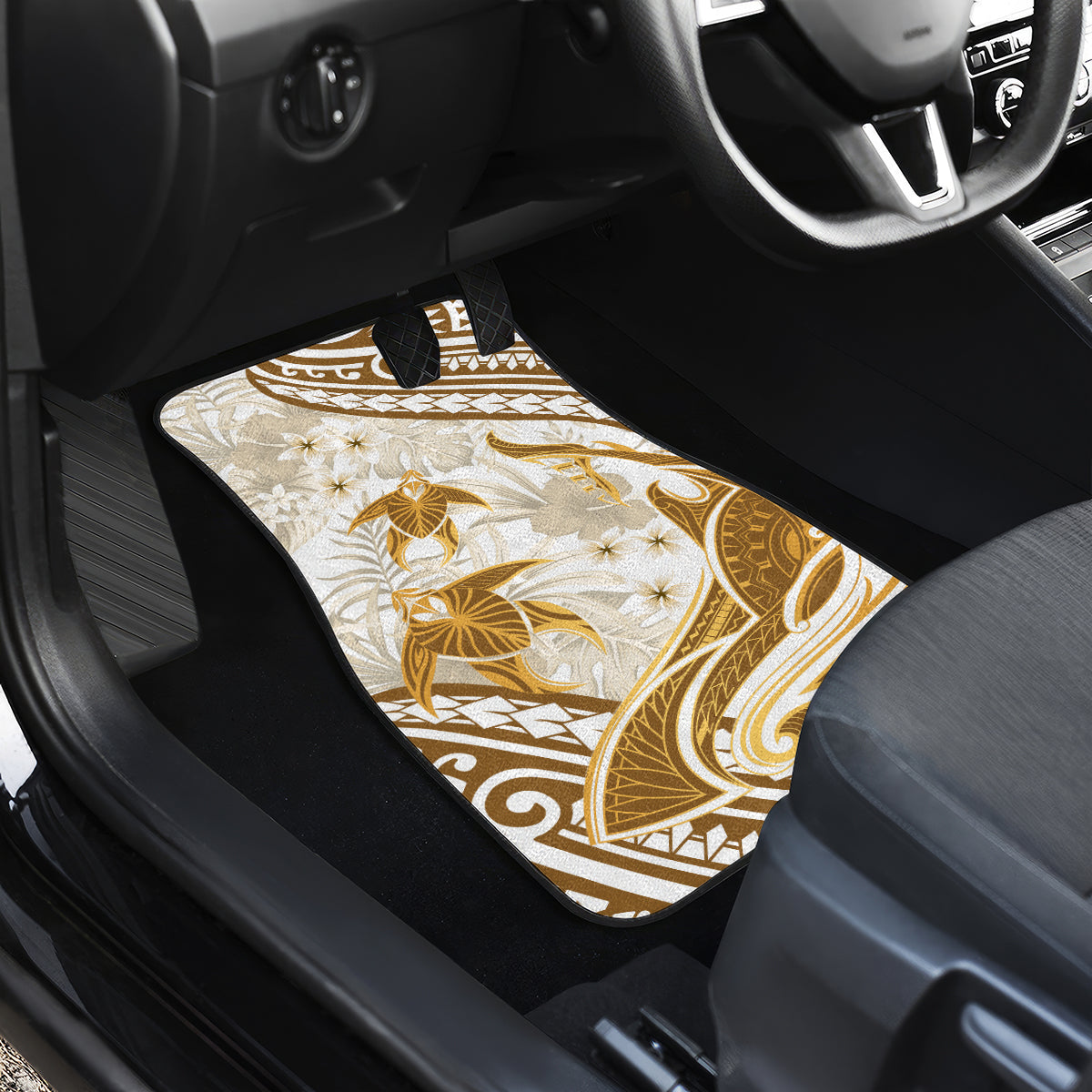 Gold Polynesia Car Mats Polynesian Turtle Shark Tattoo Tropical Vintage LT14 - Polynesian Pride
