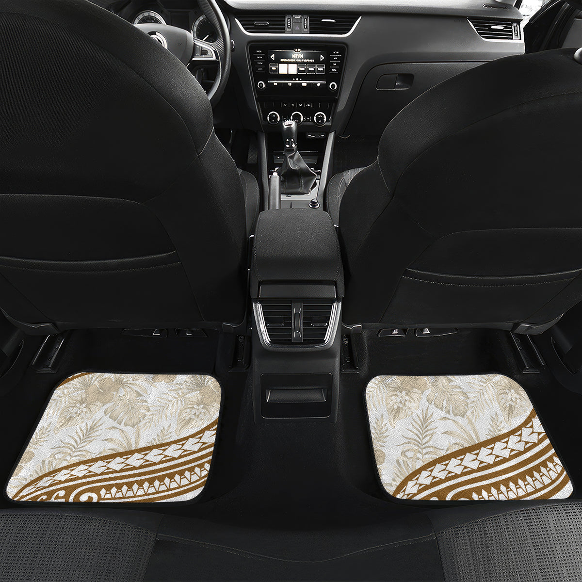 Gold Polynesia Car Mats Polynesian Turtle Shark Tattoo Tropical Vintage LT14 Set 2pcs - Back Gold - Polynesian Pride