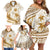 Gold Polynesia Family Matching Off Shoulder Short Dress and Hawaiian Shirt Polynesian Turtle Shark Tattoo Tropical Vintage LT14 - Polynesian Pride