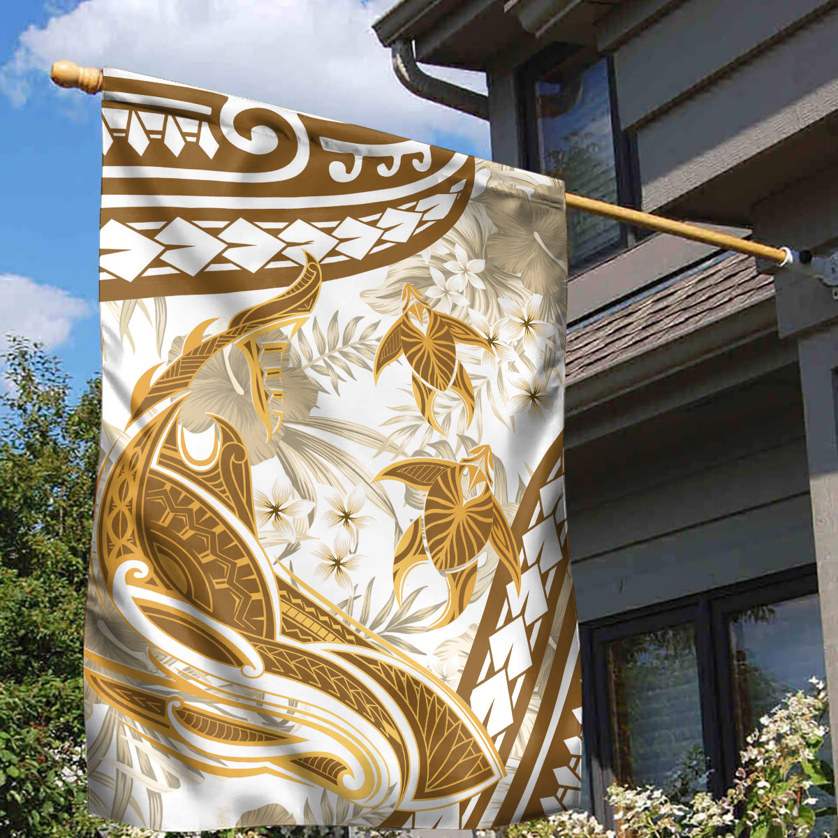 Gold Polynesia Garden Flag Polynesian Turtle Shark Tattoo Tropical Vintage LT14 - Polynesian Pride