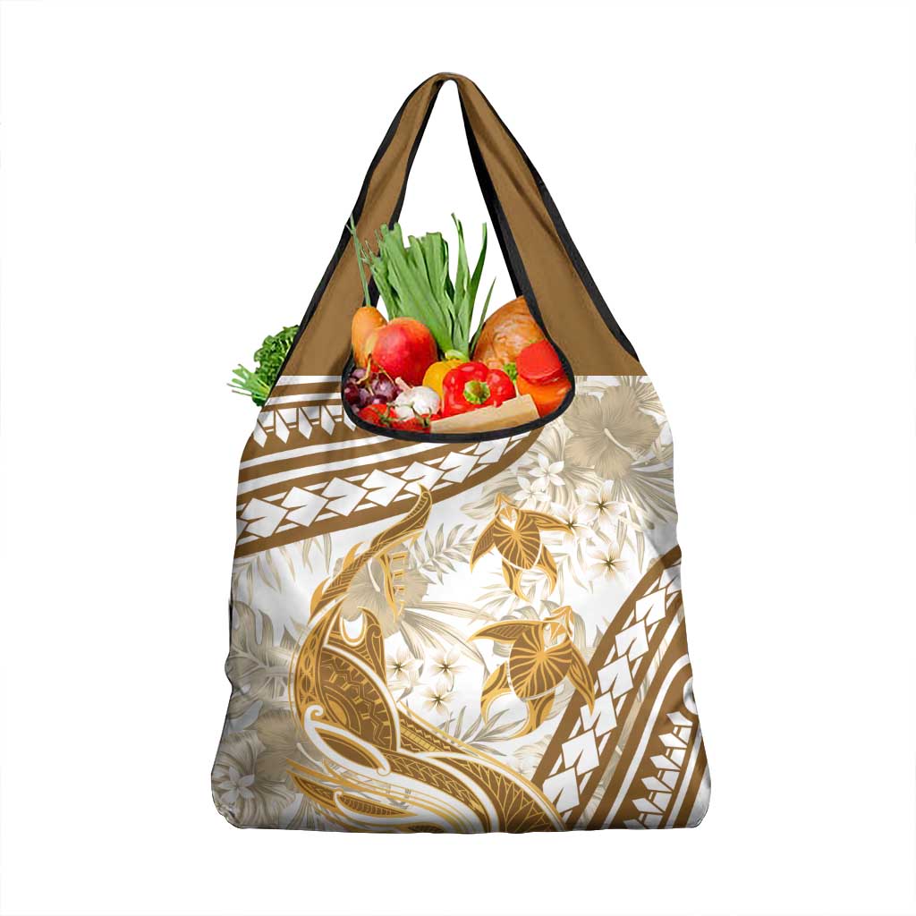 Gold Polynesia Grocery Bag Polynesian Turtle Shark Tattoo Tropical Vintage LT14 1-pack One Size Gold - Polynesian Pride
