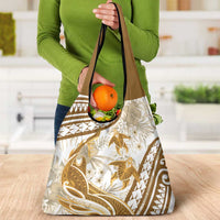 Gold Polynesia Grocery Bag Polynesian Turtle Shark Tattoo Tropical Vintage LT14 - Polynesian Pride