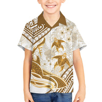 Gold Polynesia Kid Hawaiian Shirt Polynesian Turtle Shark Tattoo Tropical Vintage LT14 Kid Gold - Polynesian Pride