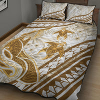 Gold Polynesia Quilt Bed Set Polynesian Turtle Shark Tattoo Tropical Vintage LT14 - Polynesian Pride