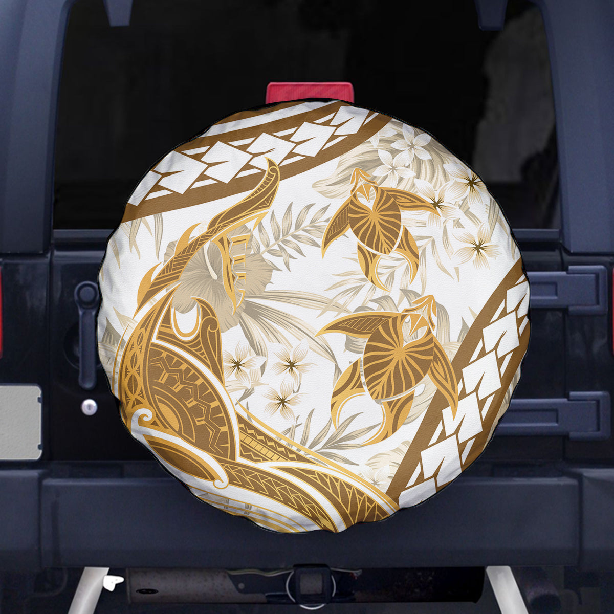 Gold Polynesia Spare Tire Cover Polynesian Turtle Shark Tattoo Tropical Vintage LT14 - Polynesian Pride