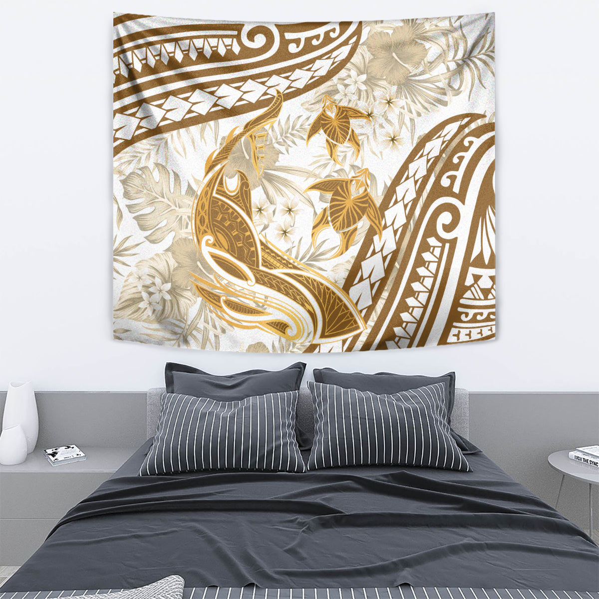 Gold Polynesia Tapestry Polynesian Turtle Shark Tattoo Tropical Vintage LT14 - Polynesian Pride