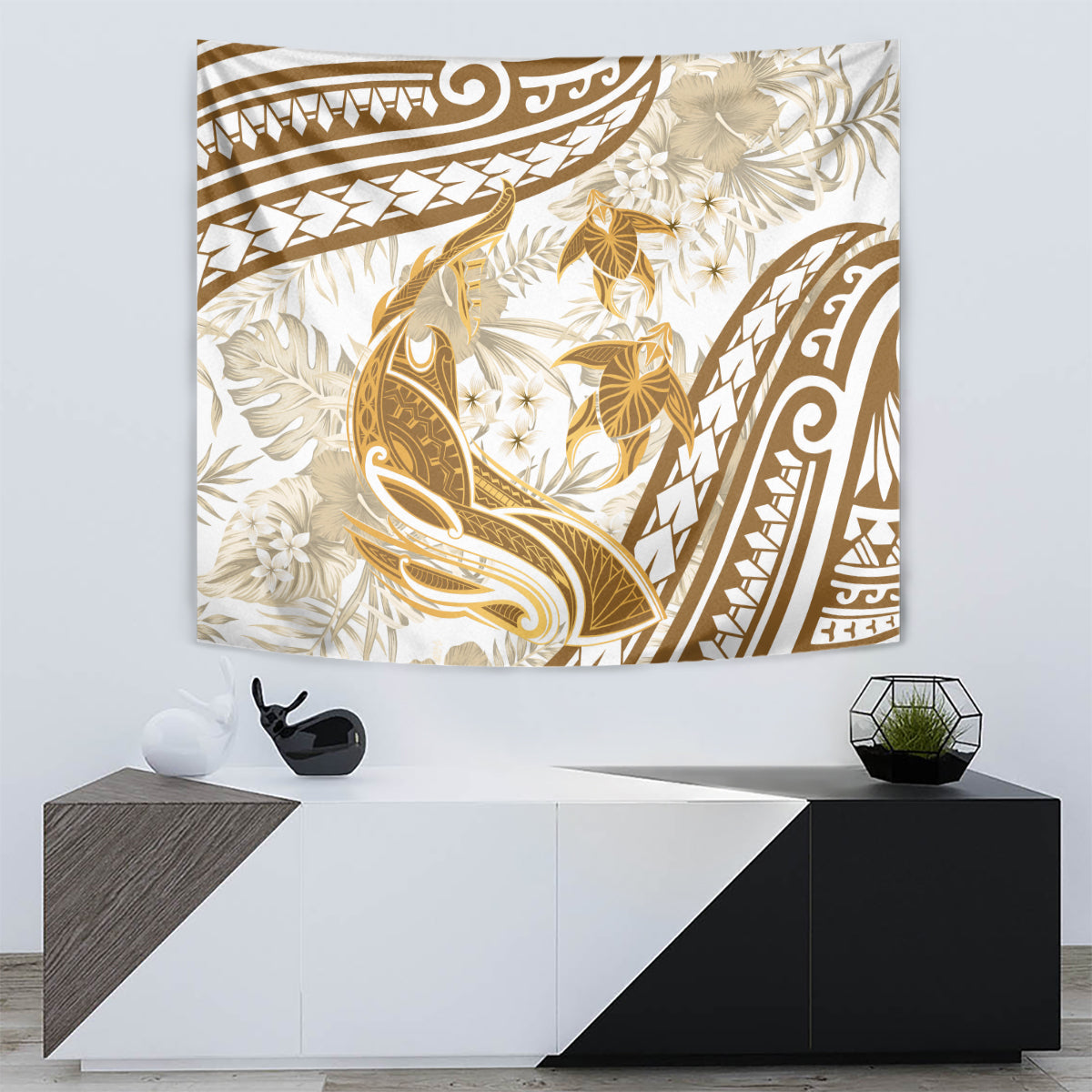 Gold Polynesia Tapestry Polynesian Turtle Shark Tattoo Tropical Vintage LT14 - Polynesian Pride