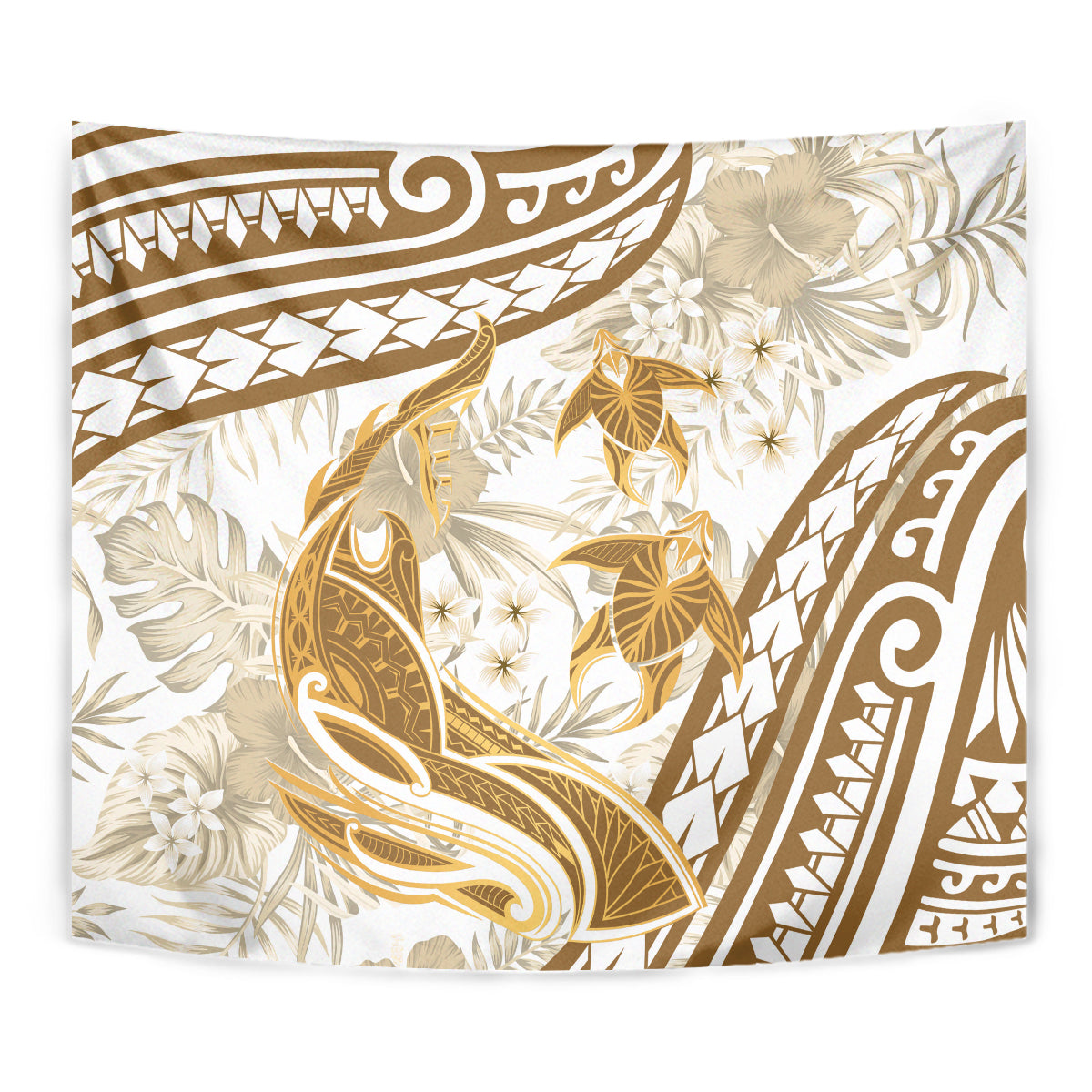 Gold Polynesia Tapestry Polynesian Turtle Shark Tattoo Tropical Vintage LT14 - Polynesian Pride