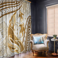 Gold Polynesia Window Curtain Polynesian Turtle Shark Tattoo Tropical Vintage LT14 - Polynesian Pride