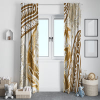 Gold Polynesia Window Curtain Polynesian Turtle Shark Tattoo Tropical Vintage LT14 - Polynesian Pride