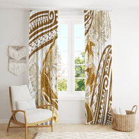 Gold Polynesia Window Curtain Polynesian Turtle Shark Tattoo Tropical Vintage LT14 - Polynesian Pride