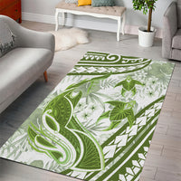 Lime Green Polynesia Area Rug Polynesian Turtle Shark Tattoo Tropical Vintage