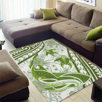 Lime Green Polynesia Area Rug Polynesian Turtle Shark Tattoo Tropical Vintage