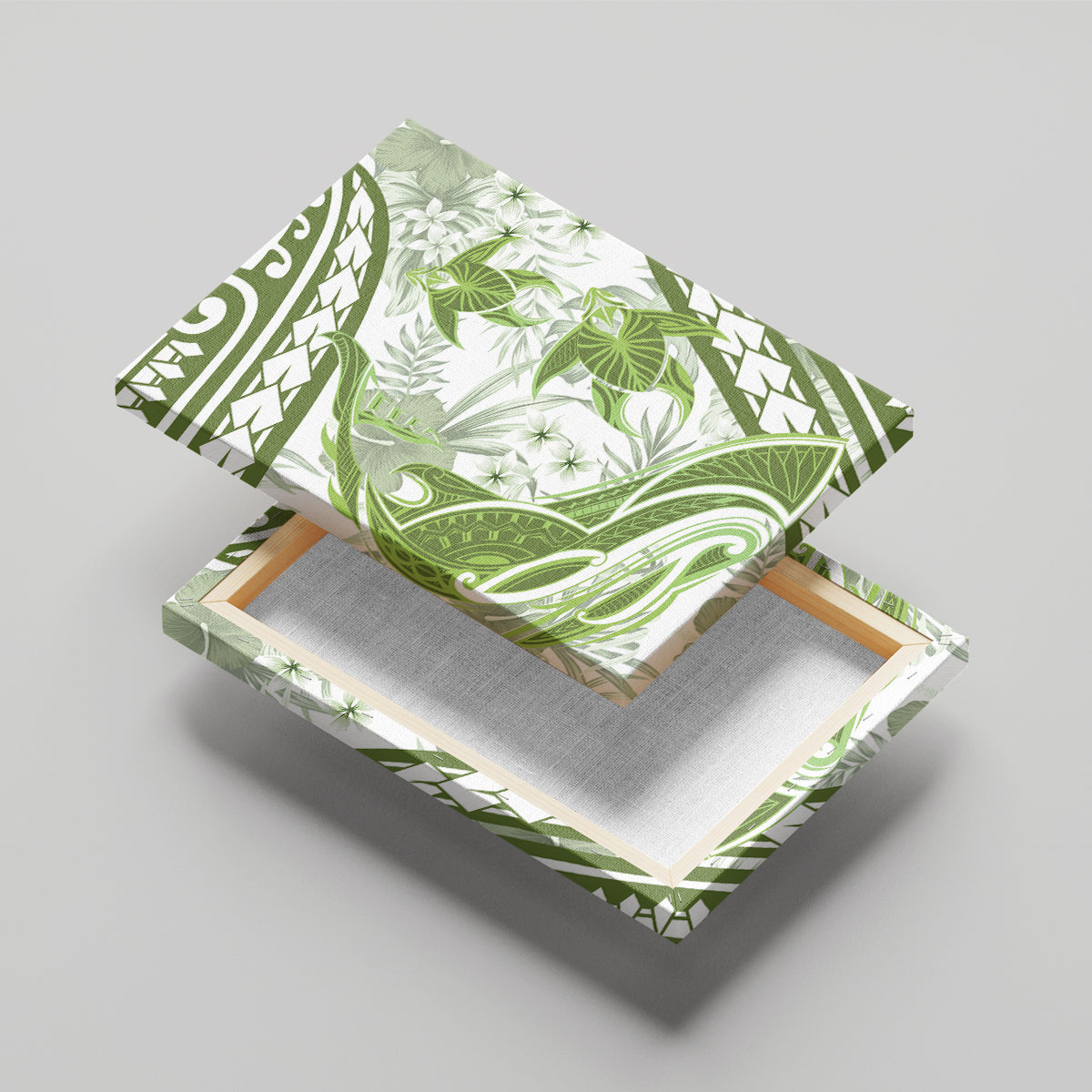 Lime Green Polynesia Canvas Wall Art Polynesian Turtle Shark Tattoo Tropical Vintage LT14 - Polynesian Pride