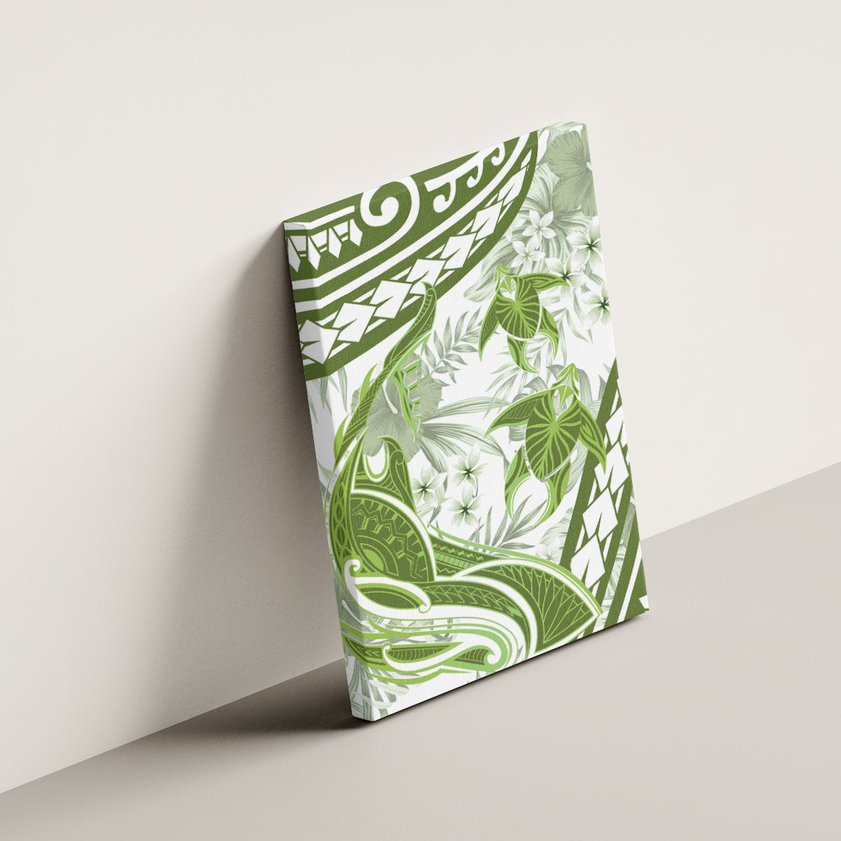 Lime Green Polynesia Canvas Wall Art Polynesian Turtle Shark Tattoo Tropical Vintage LT14 - Polynesian Pride