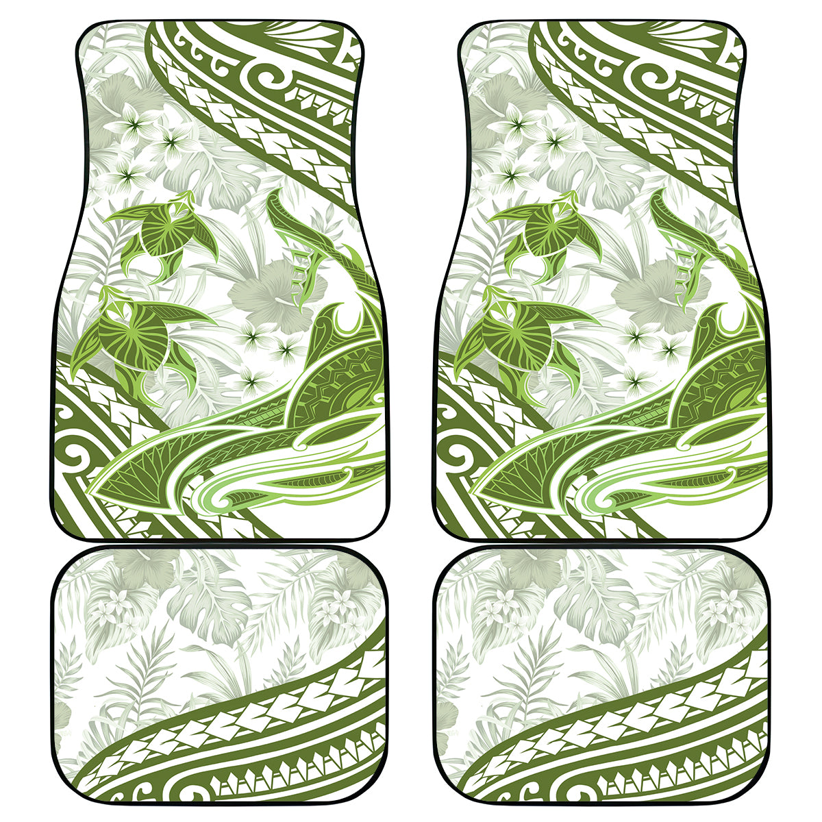 Lime Green Polynesia Car Mats Polynesian Turtle Shark Tattoo Tropical Vintage LT14 - Polynesian Pride
