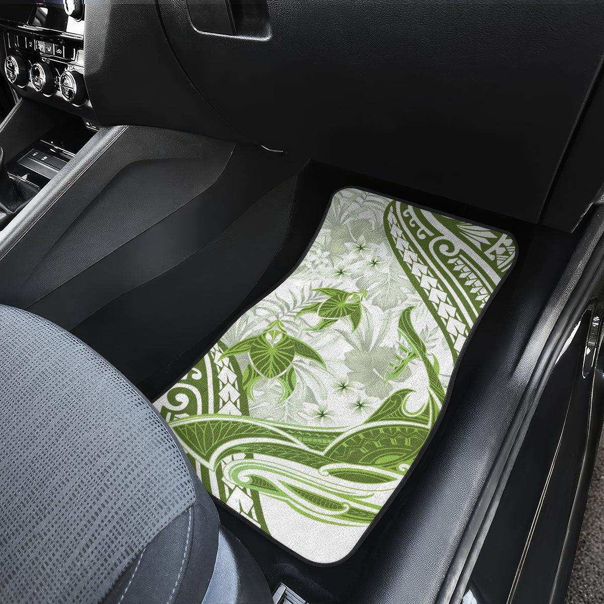 Lime Green Polynesia Car Mats Polynesian Turtle Shark Tattoo Tropical Vintage LT14 - Polynesian Pride