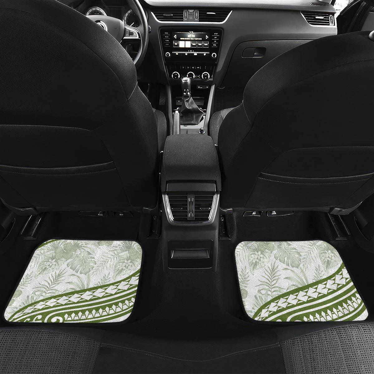 Lime Green Polynesia Car Mats Polynesian Turtle Shark Tattoo Tropical Vintage LT14 Set 2pcs - Back Lime Green - Polynesian Pride